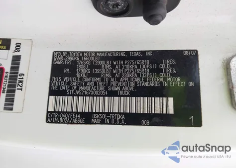 2007 Toyota Tundra Base 5.7L V8 from USA, damaged, VIN 5TFJV52167X002054